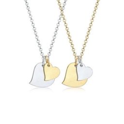 Elli Ketten-Set Mutter Tochter Bi-Color Herzen Matt 925 Silber