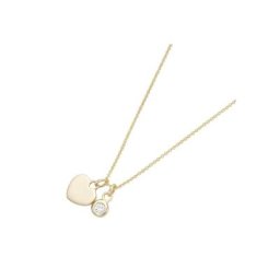 Luigi Merano Goldkette 2 Anhänger, Herz und Zirkonia, Gold 375
