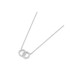 Smart Jewel Collier zwei runde Mittelteile mit Zirkonia Steinen, Silber 925