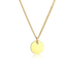 Elli Premium Kette mit Anhänger Plättchen Coin Münze Basic 375 Gelbgold