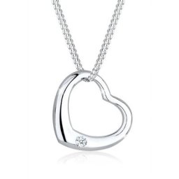 Elli DIAMONDS Collierkettchen Herz Liebe Romantik Diamant (0.03 ct) 925 Silber