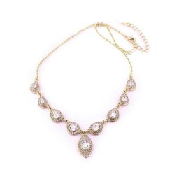 J.Jayz Kette mit Anhänger Tropfencollier, funkelnd, elegant, mit Glassteinen