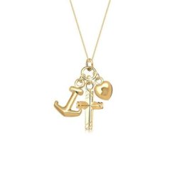 Elli Kette mit Anhänger Kreuz Herz Anker Glaube Liebe 925 Silber
