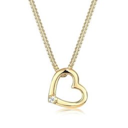 Elli DIAMONDS Collierkettchen Herz Liebe Diamant (0.015 ct) 925 Silber