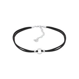 Elli Collier Halsband schwarz Choker mit Kreis 925 Silber