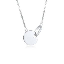 Elli DIAMONDS Collierkettchen Plättchen Kreis Diamanten (0.035 ct) 925 Silber