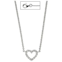 JOBO Collier, Herz 925 Silber mit Zirkonia 42 cm