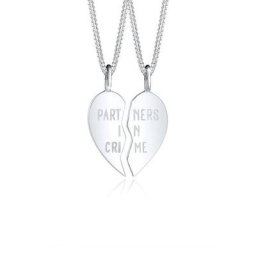 Elli Ketten-Set Freunde Partner in Crime Wording Herz 925 Silber