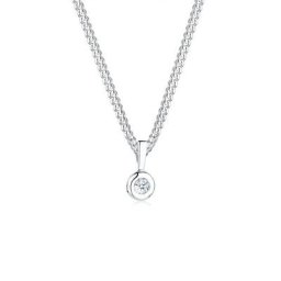 Elli DIAMONDS Collierkettchen Kreis Solitär Rund Diamant (0.03 ct) 925 Silber