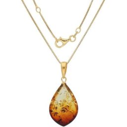 Firetti Kette mit Anhänger Tropfen, mit Bernstein