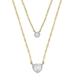 Fossil Kette mit Anhänger Herz, Kreis, SADIE, JF04357998, mit Zirkonia
