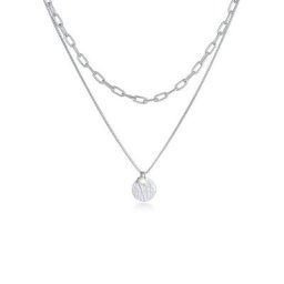 Elli Premium Gliederkette Layer Plättchen Layer Figaro 2-lagig 925 Silber