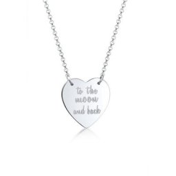 Elli Kette mit Anhänger Herz Anhänger To The Moon And Back 925er Silber