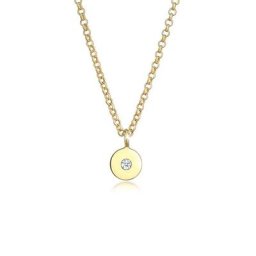 Elli DIAMONDS Collierkettchen Plättchen Rund Diamant (0.015 ct) 375er Gelbgold