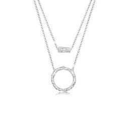 Elli Gliederkette 2-lagig Layer Kreis Stab Geo Design 925 Silber