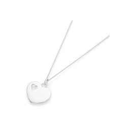 Smart Jewel Herzkette Herz mit kleinem durchbrochenen Herz, Silber 925