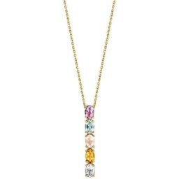 Julie Julsen Kette mit Anhänger EDELSTEINE, JJNE0944.3, mit Amethyst, Blautopas, Rosenquarz, Citrin, Prasiolith