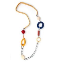 COLLEZIONE ALESSANDRO Lange Kette Alma, mit Holzelementen
