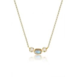 Elli Premium Collierkettchen Erbskette Mondstein Labradorit Stein 375 Gelbgold