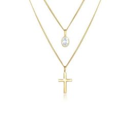 Elli Gliederkette Layer Zirkonia Kreuz Glaube 925 Silber