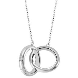 Firetti Kette mit Anhänger Basic Solitär - Doppelring, mit Zirkonia (synth)