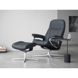 Stressless® Relaxsessel Consul (Set, Relaxsessel mit Hocker), mit Hocker, mit Cross Base, Größe S, M & L, Holzakzent Schwarz