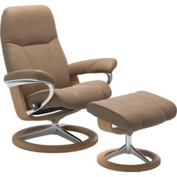Stressless® Relaxsessel Consul (Set, Relaxsessel mit Hocker), mit Hocker, mit Signature Base, Größe S, Gestell Eiche