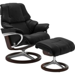 Stressless® Relaxsessel Reno (Set, Relaxsessel mit Hocker), mit Hocker, mit Signature Base, Größe S, M & L, Gestell Braun