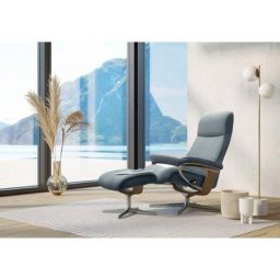 Stressless® Relaxsessel View (Set, Relaxsessel mit Hocker), mit Hocker, mit Cross Base, Größe S, M & L, Holzakzent Eiche