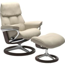 Stressless® Relaxsessel Ruby (Set, Relaxsessel mit Hocker), mit Signature Base, Größe M, Gestell Eiche, Wenge, Braun & Schwarz
