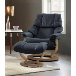 Stressless® Relaxsessel Reno (Set, Relaxsessel mit Hocker), mit Hocker, mit Classic Base, Größe S, M & L, Gestell Eiche