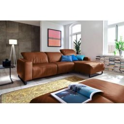 Home affaire Ecksofa Juist, mit Kopfteilverstellung und schwarzen Metallkufen