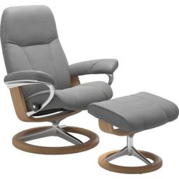 Stressless® Relaxsessel Consul (Set, Relaxsessel mit Hocker), mit Hocker, mit Signature Base, Größe M, Gestell Eiche