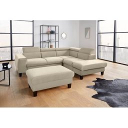 COTTA Polstergarnitur Morven, (Set), Set: bestehend aus Ecksofa und Hocker, Kopfteilverstellung
