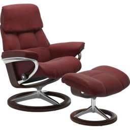 Stressless® Relaxsessel Ruby (Set, Relaxsessel mit Hocker), mit Signature Base, Größe M, Gestell Eiche, Wenge, Braun & Schwarz