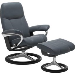 Stressless® Relaxsessel Consul (Set, Relaxsessel mit Hocker), mit Hocker, mit Signature Base, Größe S, Gestell Schwarz