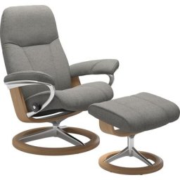 Stressless® Relaxsessel Consul (Set, Relaxsessel mit Hocker), mit Hocker, mit Signature Base, Größe L, Gestell Eiche