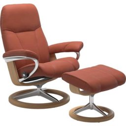 Stressless® Relaxsessel Consul (Set, Relaxsessel mit Hocker), mit Hocker, mit Signature Base, Größe L, Gestell Eiche