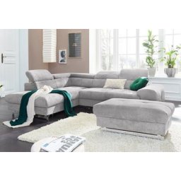 COTTA Polstergarnitur Mailand, (2-tlg), Set: bestehend aus Ecksofa und Hocker, inklusive Kopfteilverstellung