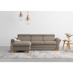 Home affaire Ecksofa, wahlweise mit Bett mit klappbaren Rollen, Kasten und Kopfverstellung