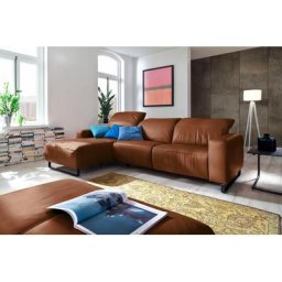 Home affaire Ecksofa Juist, mit Kopfteilverstellung und schwarzen Metallkufen