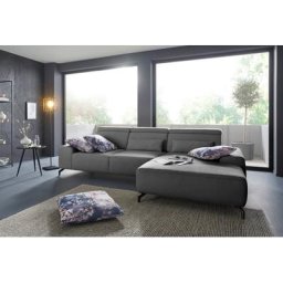sit&more Ecksofa, Fußhöhe 12 cm, inklusive Sitztiefenverstellung und Kopfteilverstellung
