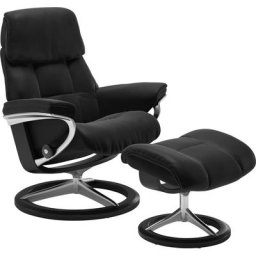 Stressless® Relaxsessel Ruby (Set, Relaxsessel mit Hocker), mit Signature Base, Größe S, Gestell Eiche, Wenge, Braun & Schwarz