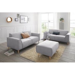 andas 2-Sitzer Janek, mit Federkern und Keder in scandinavischem Design