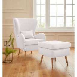 Guido Maria Kretschmer Home&Living Sessel Sallito, incl. Hocker, in 6 Bezugsqualitäten, Sessel B/T/H: 76/85/109 cm