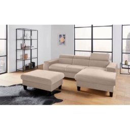 COTTA Polstergarnitur Morven, (Set), Set: bestehend aus Ecksofa und Hocker, Kopfteilverstellung