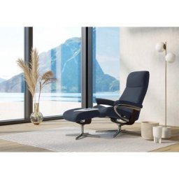 Stressless® Relaxsessel View (Set, Relaxsessel mit Hocker), mit Hocker, mit Cross Base, Größe S, M & L, Holzakzent Braun