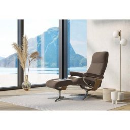 Stressless® Relaxsessel View (Set, Relaxsessel mit Hocker), mit Hocker, mit Cross Base, Größe S, M & L, Holzakzent Eiche