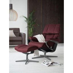 Stressless® Relaxsessel Reno (Set, Relaxsessel mit Hocker), mit Hocker, mit Cross Base, Größe S, M & L, Holzakzent Schwarz