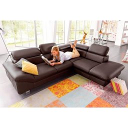 COTTA Polstergarnitur, Set: bestehend aus Ecksofa und Hocker, Kopf- bzw. Rückenverstellung